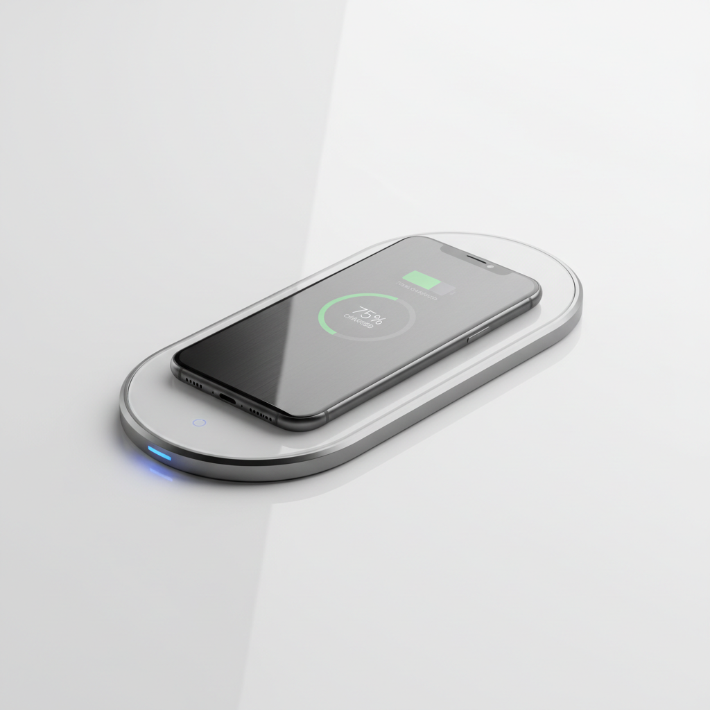 Slim wireless charging pad with smartphone on top